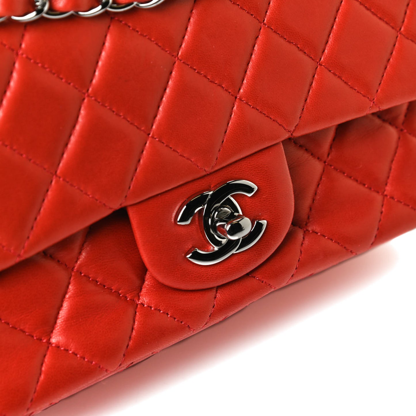 Lambskin Quilted Mini Rectangular Flap Red