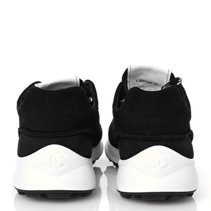 Chanel Suede Goatskin CC Sneakers 37 Black 5 of 13
