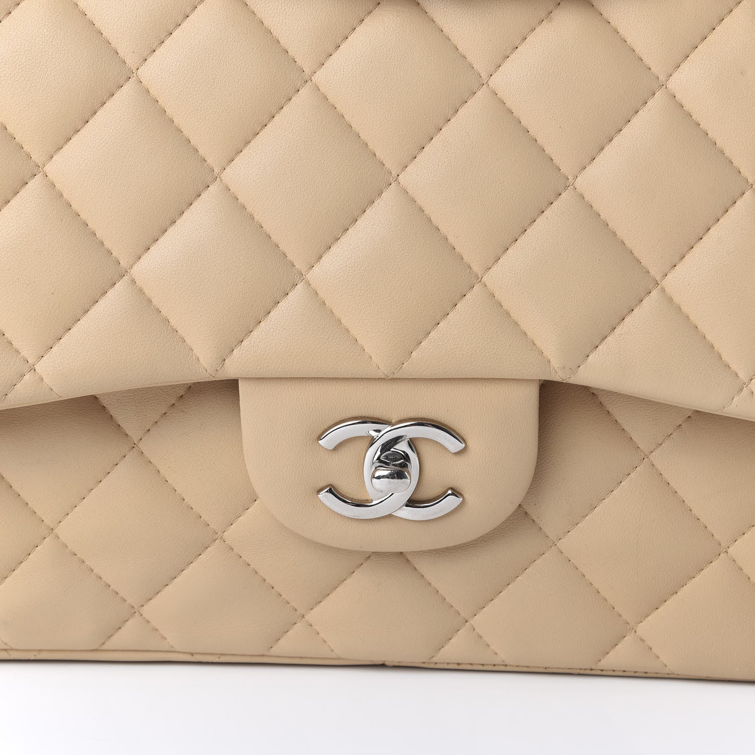 Chanel Lambskin Quilted Jumbo Double Flap Beige Clair 10 of 12