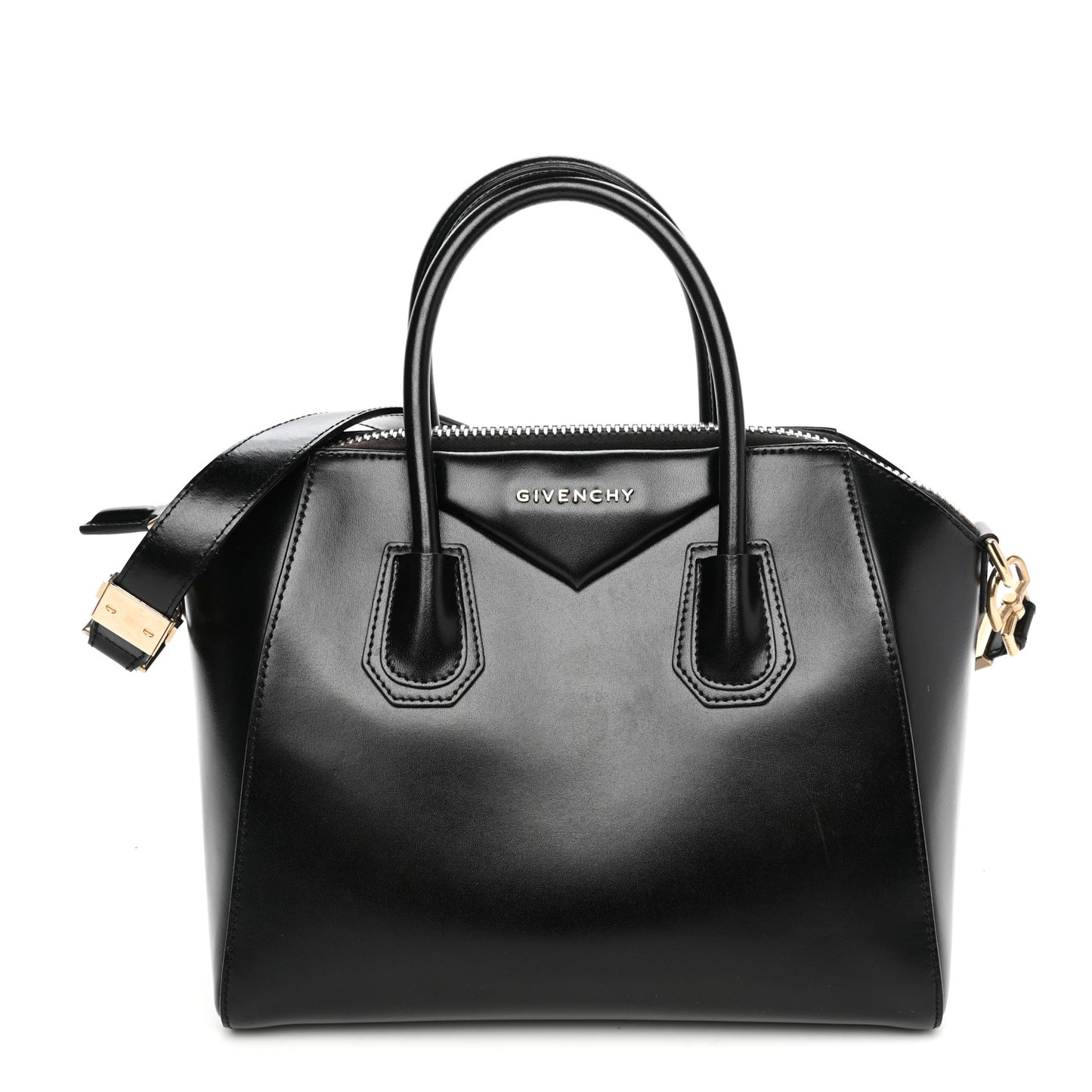 Shiny Lord Calfskin Small Antigona Black