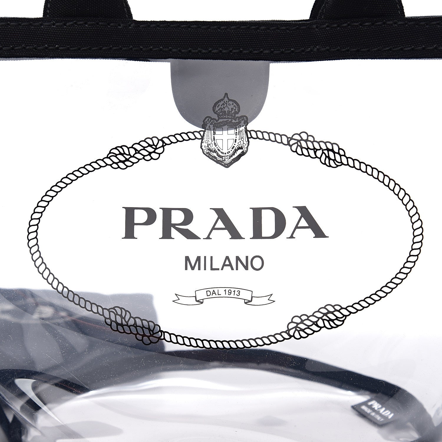 Prada Plexiglass Canapa Small Shopper Tote Black 10 of 10