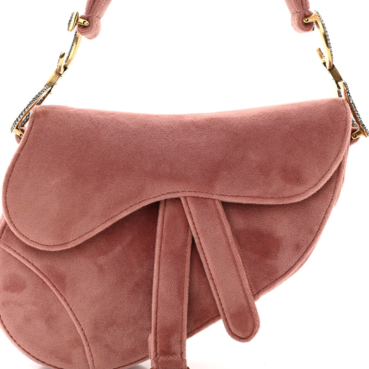 Christian Dior Velvet Crystal Mini Saddle Bag Pink 9 of 11