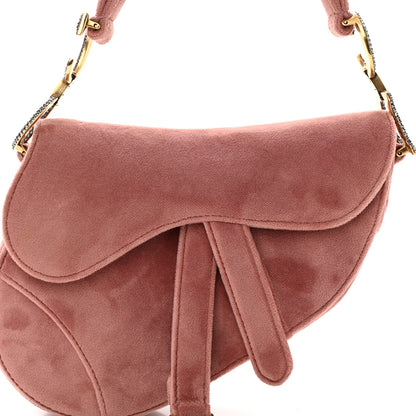 Christian Dior Velvet Crystal Mini Saddle Bag Pink 9 of 11