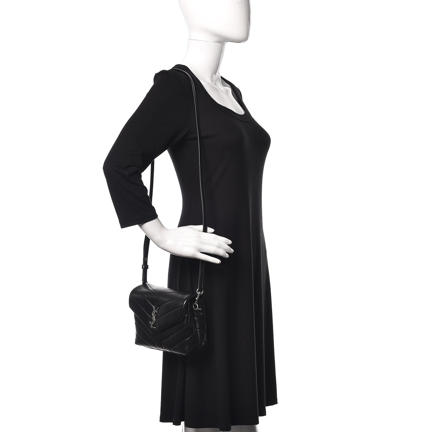 Saint Laurent Calfskin Y Quilted Monogram Toy Loulou Crossbody Bag Black 2 of 11