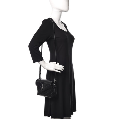 Saint Laurent Calfskin Y Quilted Monogram Toy Loulou Crossbody Bag Black 2 of 11