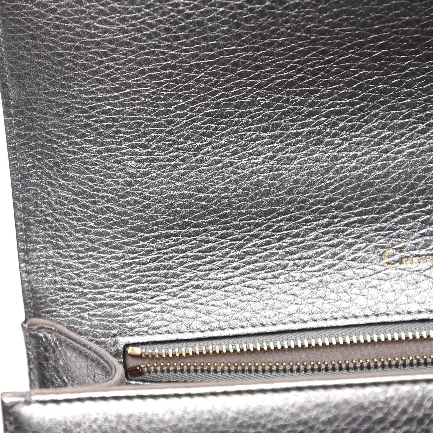 Metallic Grained Calfskin Medium Diorama Flap Bag Silver