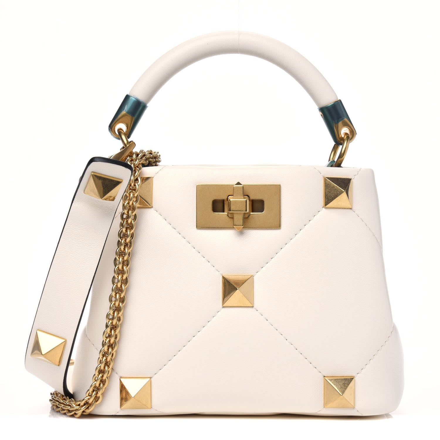 Valentino Garavani Nappa Mini Roman Stud The Handle Bag Ivory 1 of 4