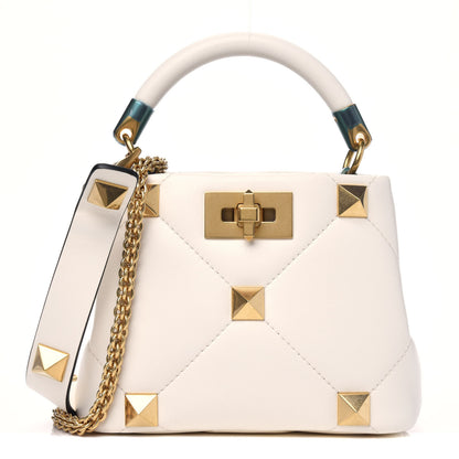 Valentino Garavani Nappa Mini Roman Stud The Handle Bag Ivory 1 of 4