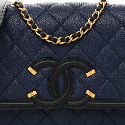 Chanel Caviar Quilted Small CC Filigree Flap Navy Black 8 of 10