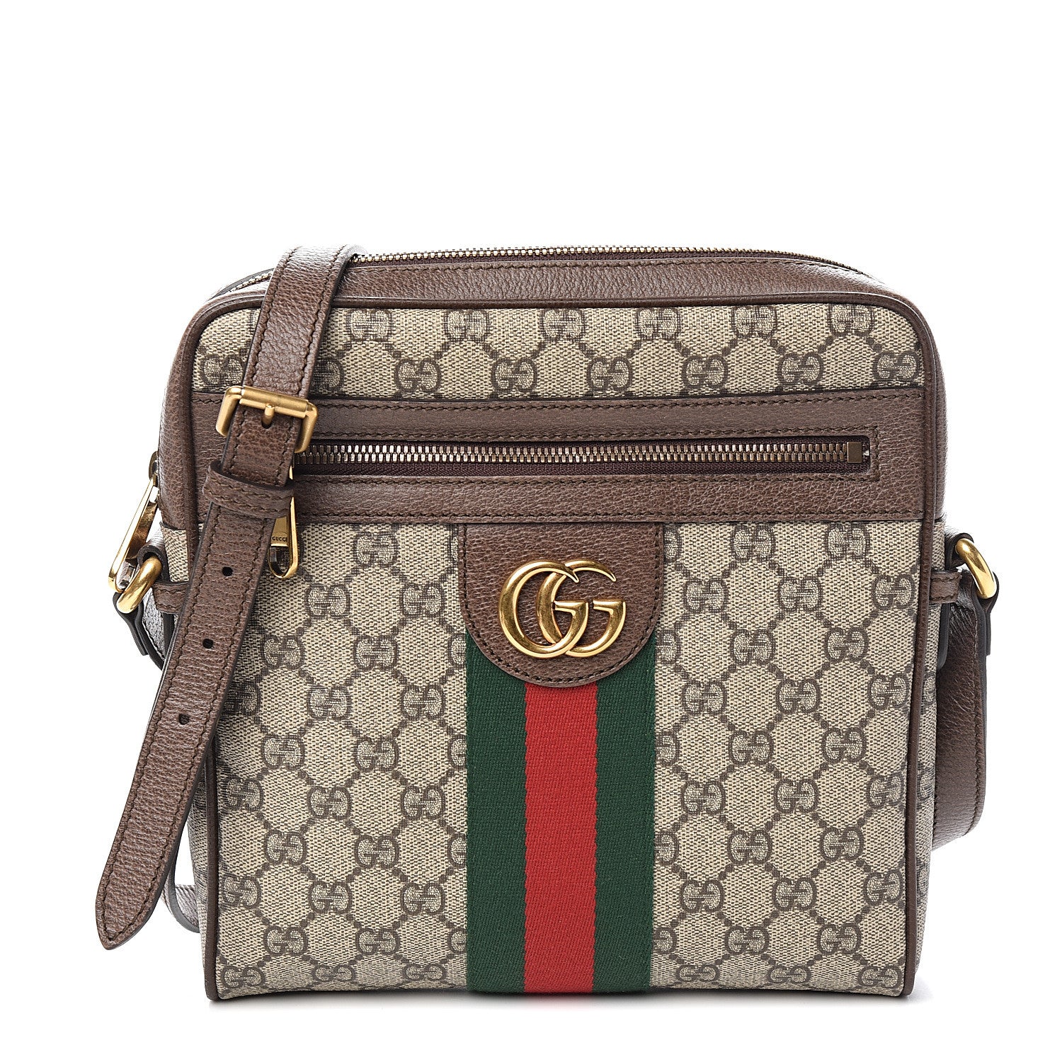 Gucci GG Supreme Monogram Web Small Ophidia Messenger Bag Brown 1 of 9