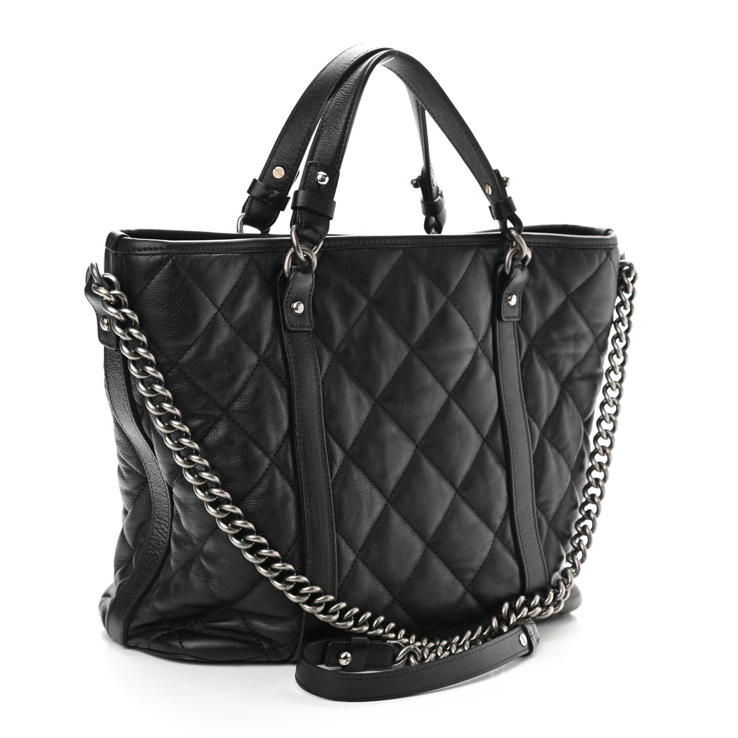 Calfskin Quilted Small Casual Riviera Tote Black