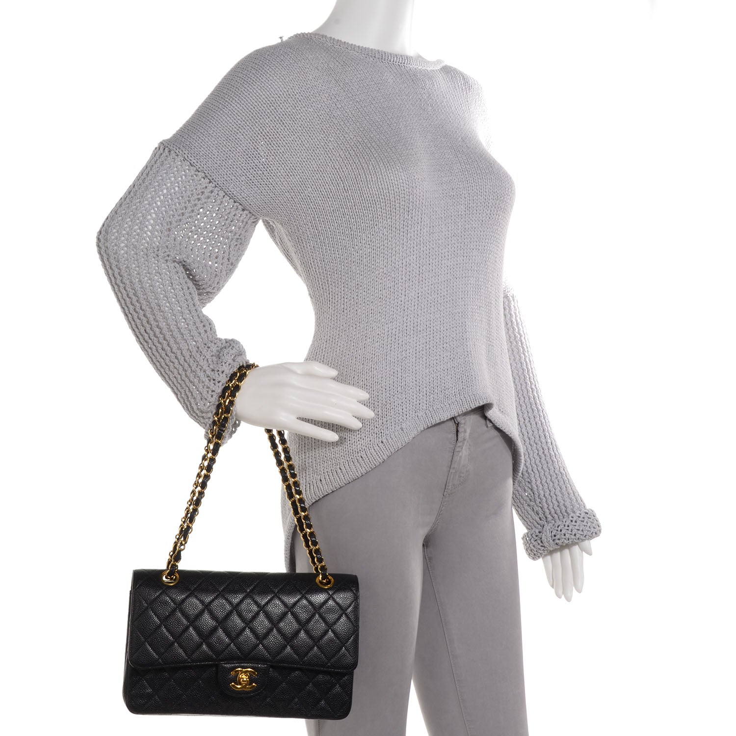 Chanel Caviar Quilted Medium Double Flap Black 2 of 8