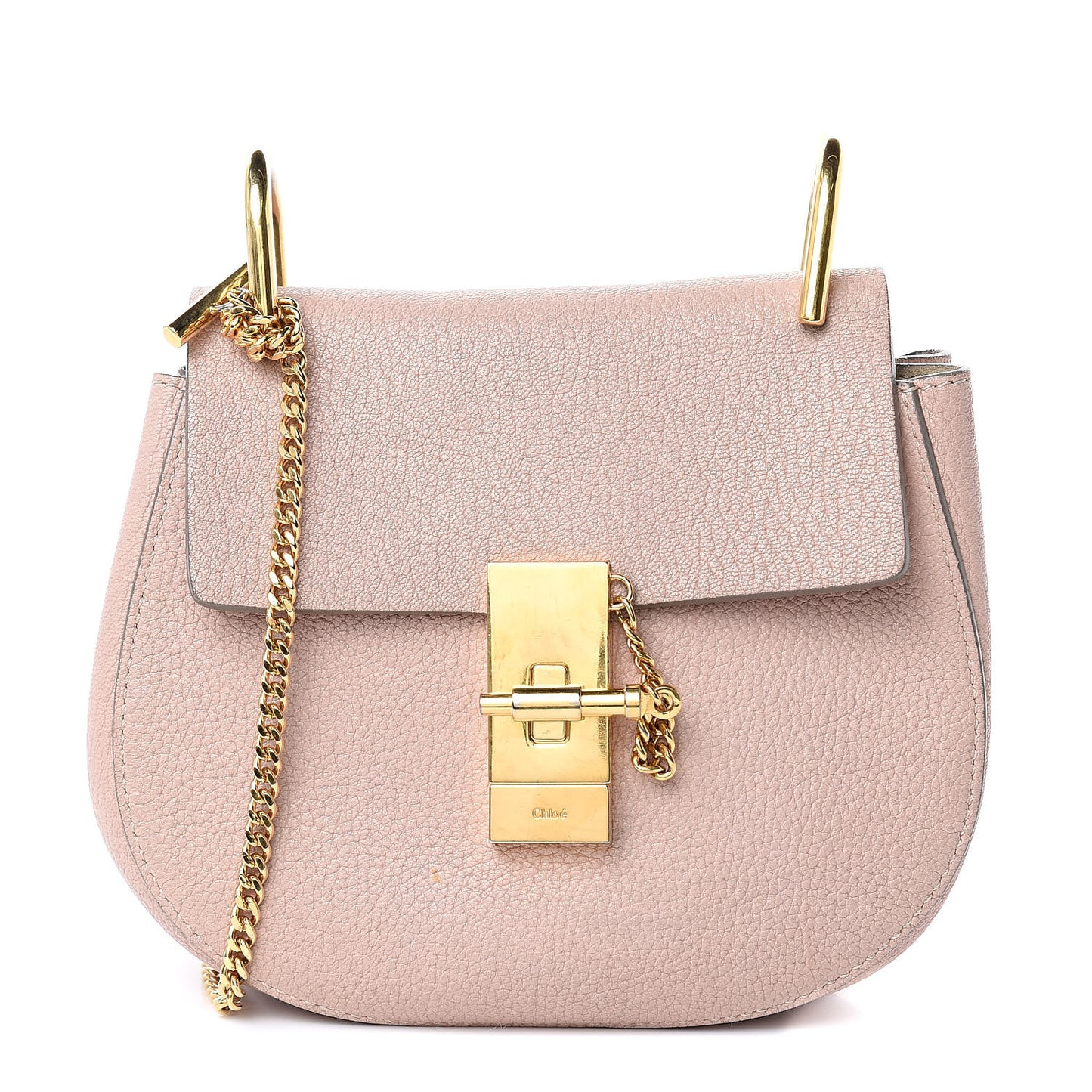 Grained Lambskin Mini Drew Shoulder Bag Cement Pink