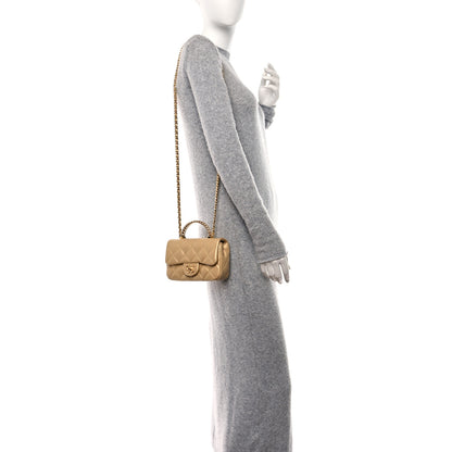 Chanel Metallic Lambskin Resin Quilted Top Handle Mini Flap Gold 2 of 11