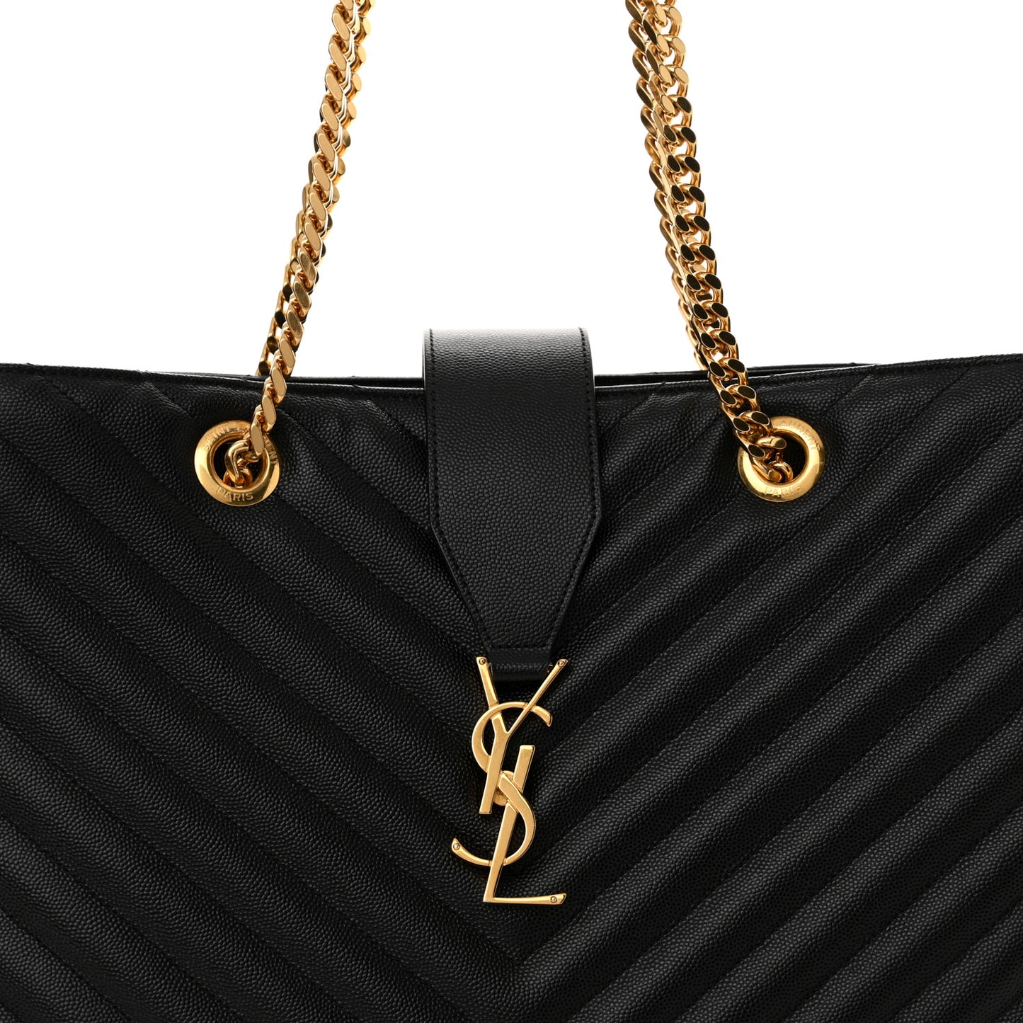 Grain De Poudre Matelasse Chevron Monogram Shopping Bag Black