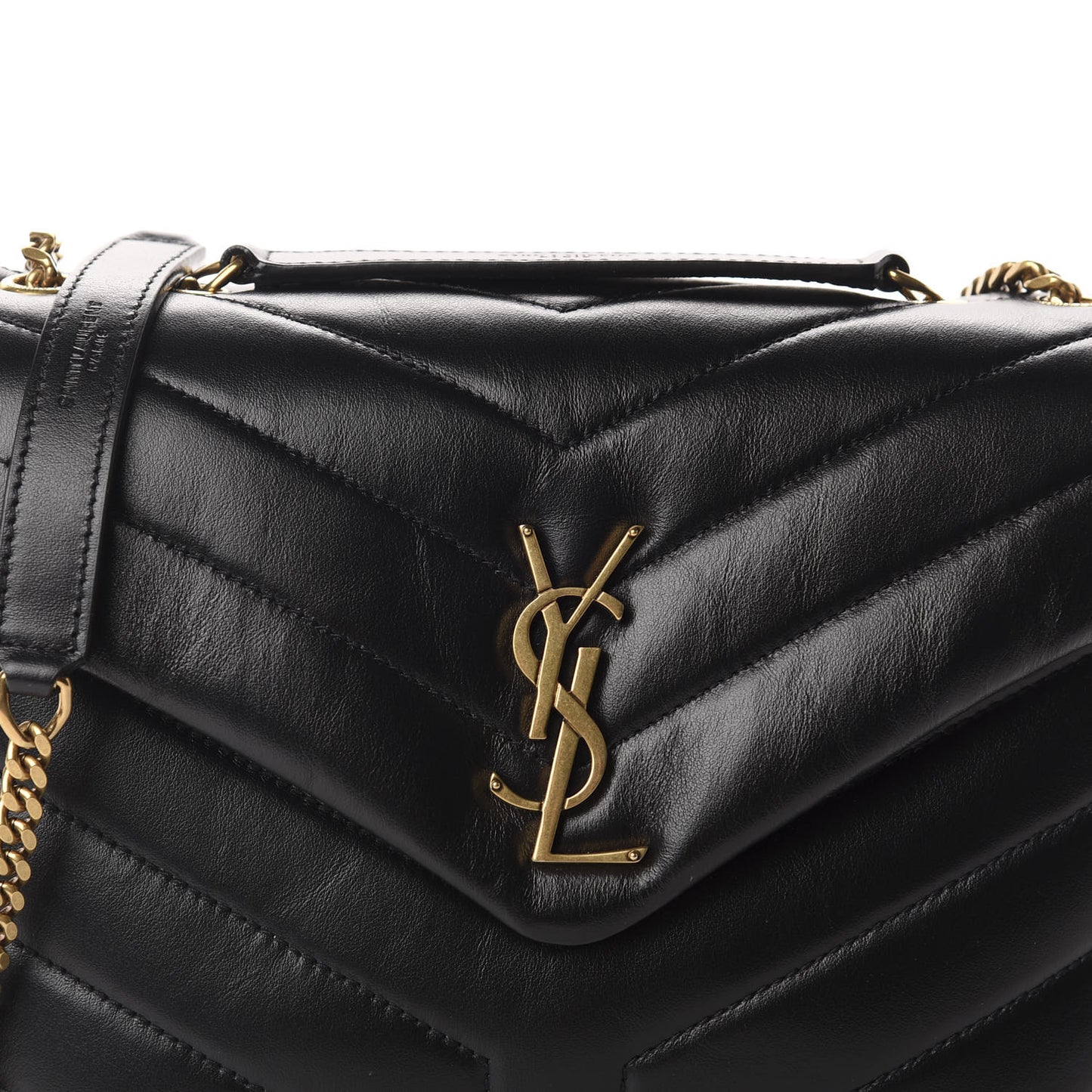 Calfskin Y Quilted Monogram Small Loulou Chain Satchel Black