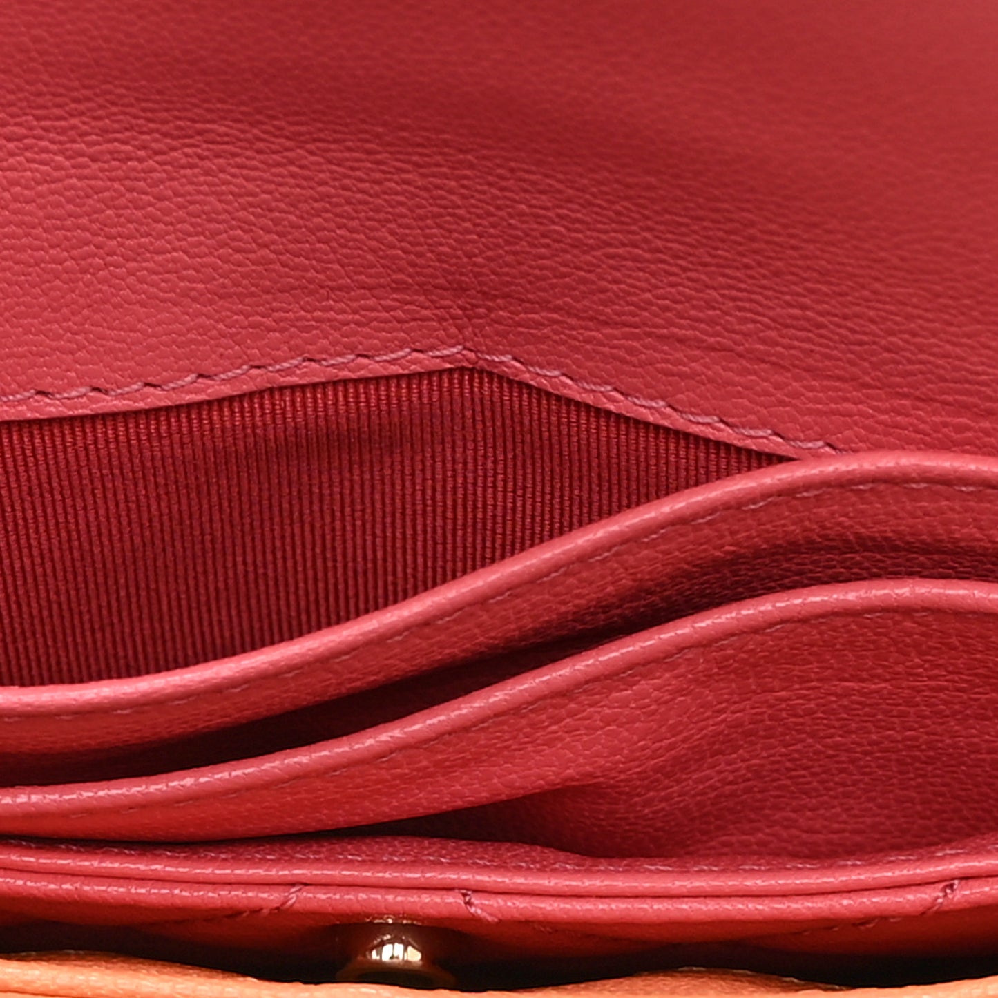 Goatskin Quilted Tri-Color In & Out Waist Bag Orange Green Pink