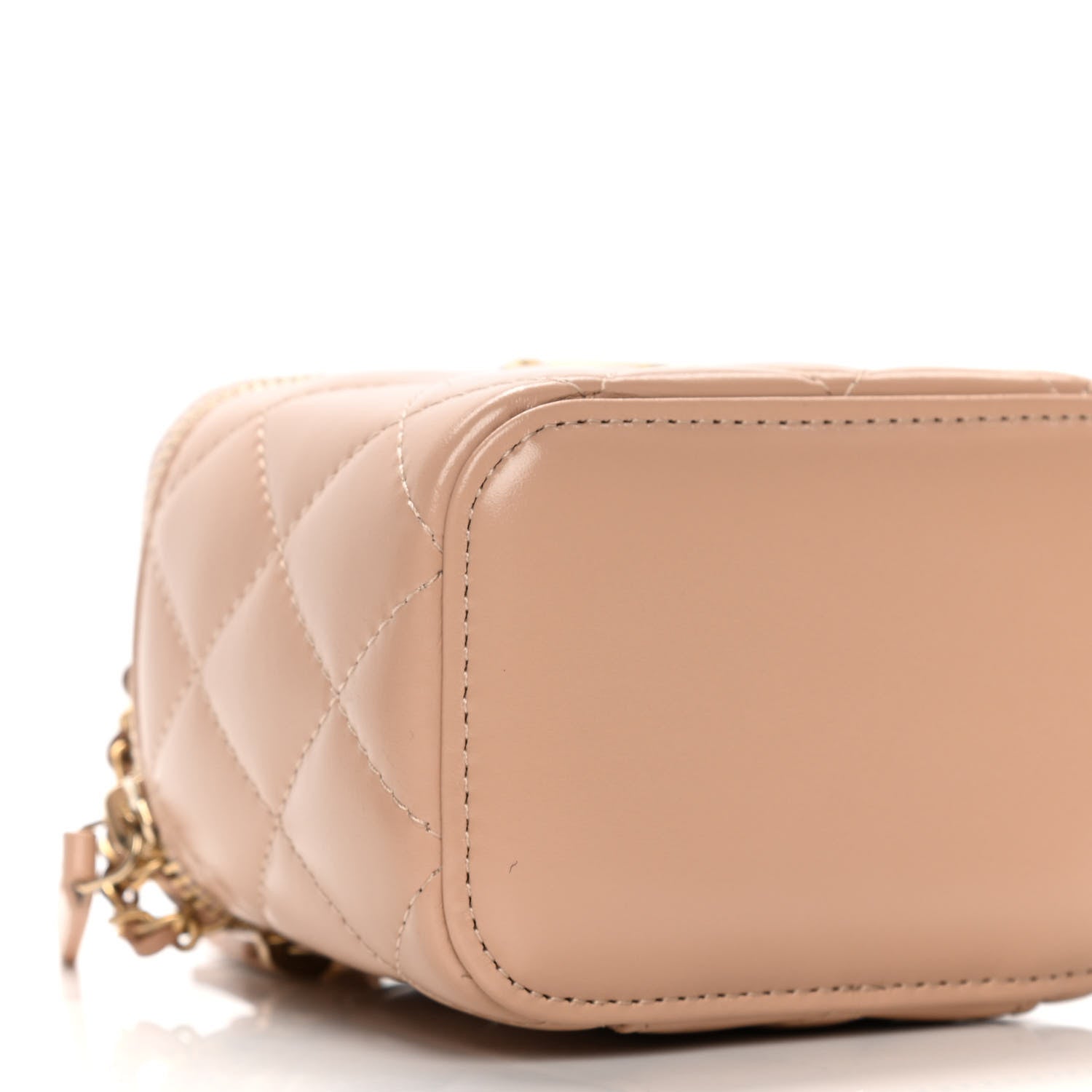 Chanel Calfskin Quilted Mini Perfect Fit Vanity Case With Chain Beige 11 of 15