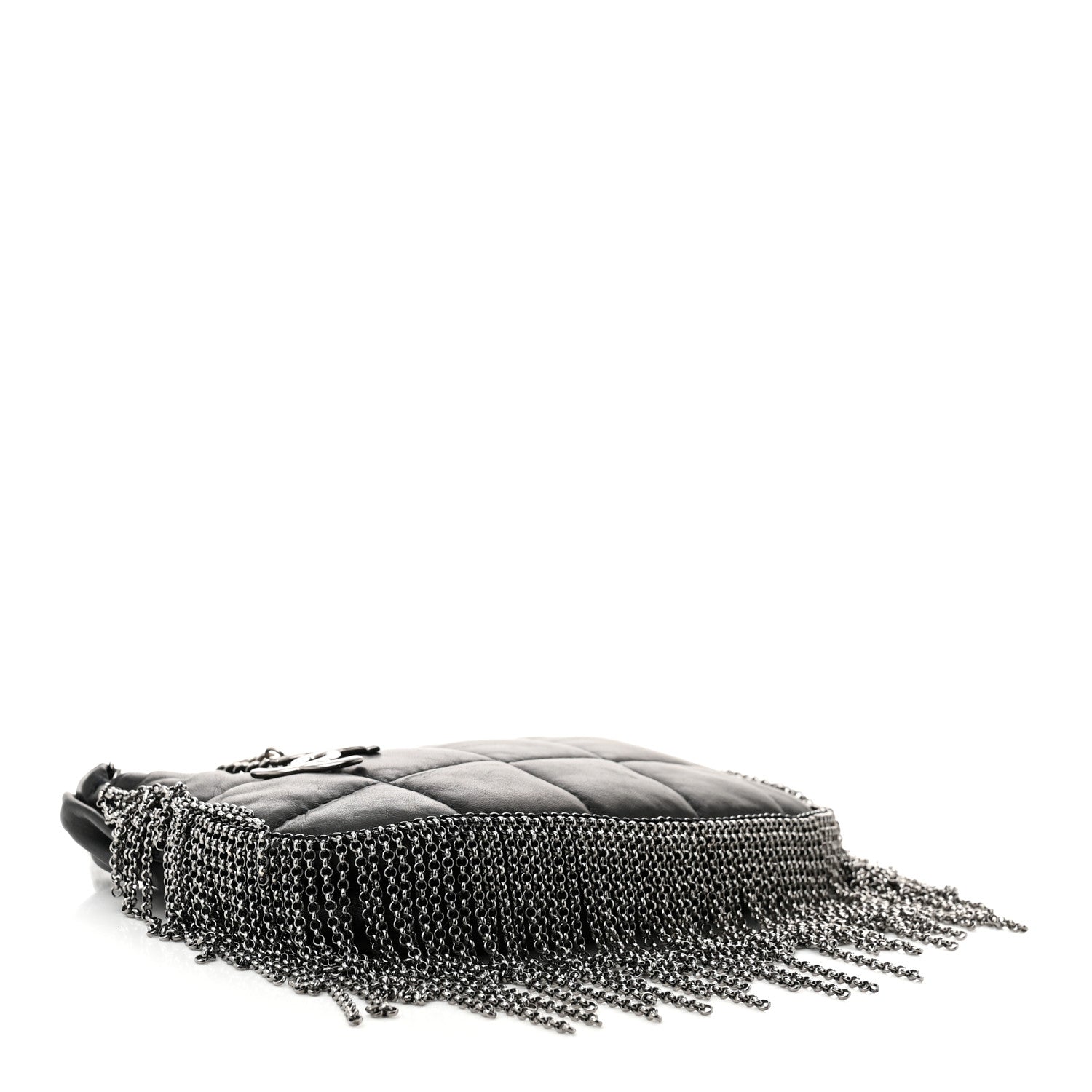 Chanel Lambskin Square Quilted Chain Fringe Pochette Black 4 of 10