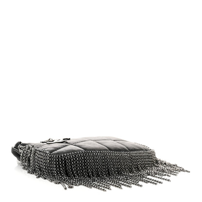 Chanel Lambskin Square Quilted Chain Fringe Pochette Black 4 of 10