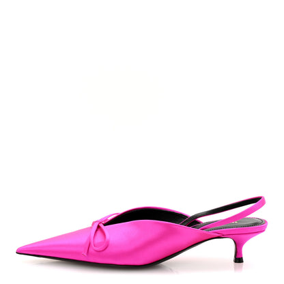 Balenciaga Satin Pointed Toe Knife Slingback 40mm Mules 35 Rose Fuchsia 1 of 10