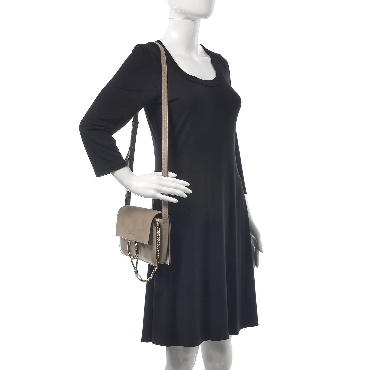 Chloe Suede Calfskin Small Faye Shoulder Bag Motty Grey 2 of 7