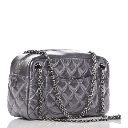 Chanel Metallic Aged Calfskin Quilted Medium Reissue Camera Case Dark Silver 3 of 8