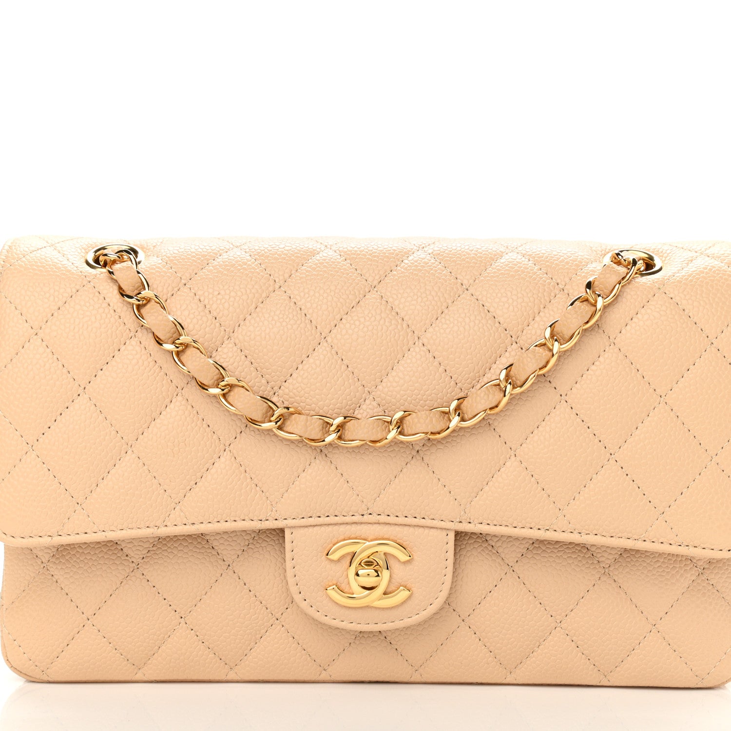 Chanel Caviar Quilted Medium Double Flap Light Beige 8 of 11