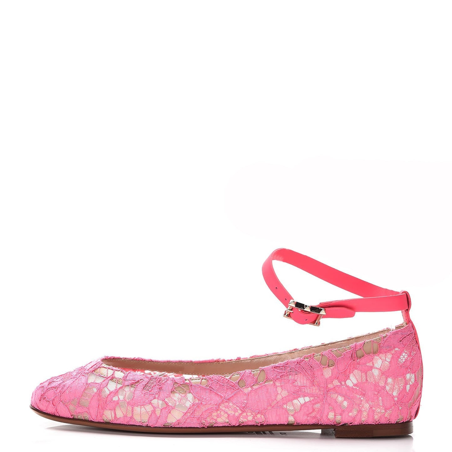 Lace Ankle Strap Ballerina Flats 37.5 Framboise