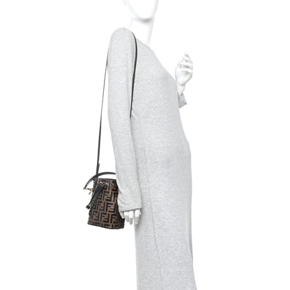 Fendi Vitello Liberty F is Fendi Bi-Color FF 1974 Embossed Mini Mon Tresor Bucket Bag Maya Black 2 of 12