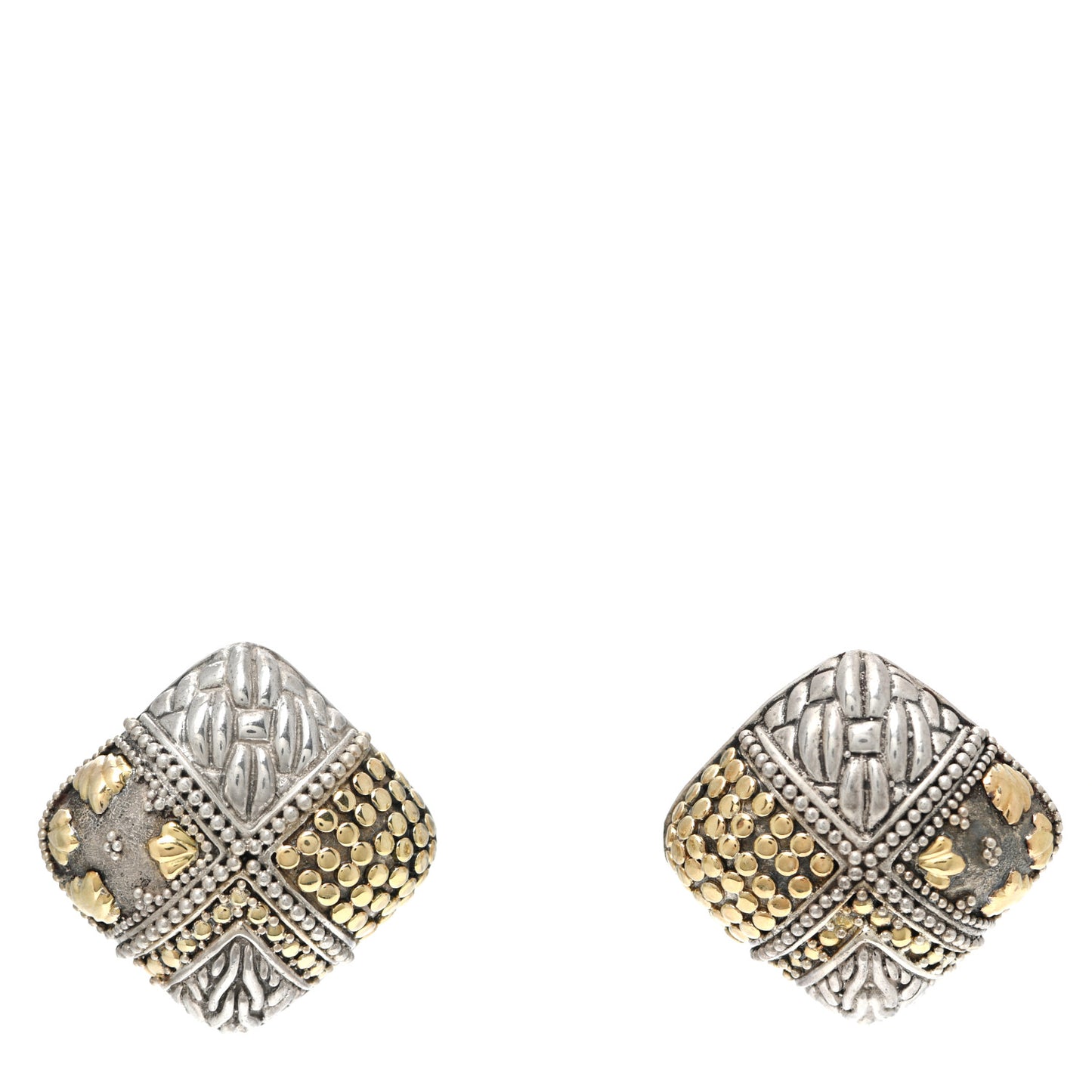 Sterling Silver 18K Yellow Gold Square Dot Earrings