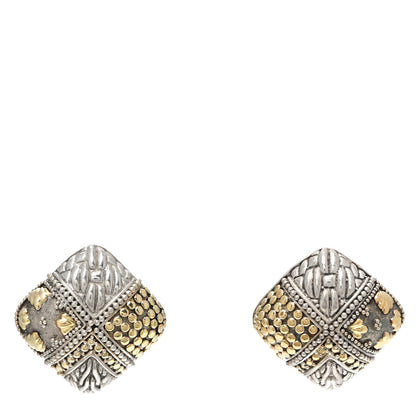 John Hardy Sterling Silver 18K Yellow Gold Square Dot Earrings 1 of 4