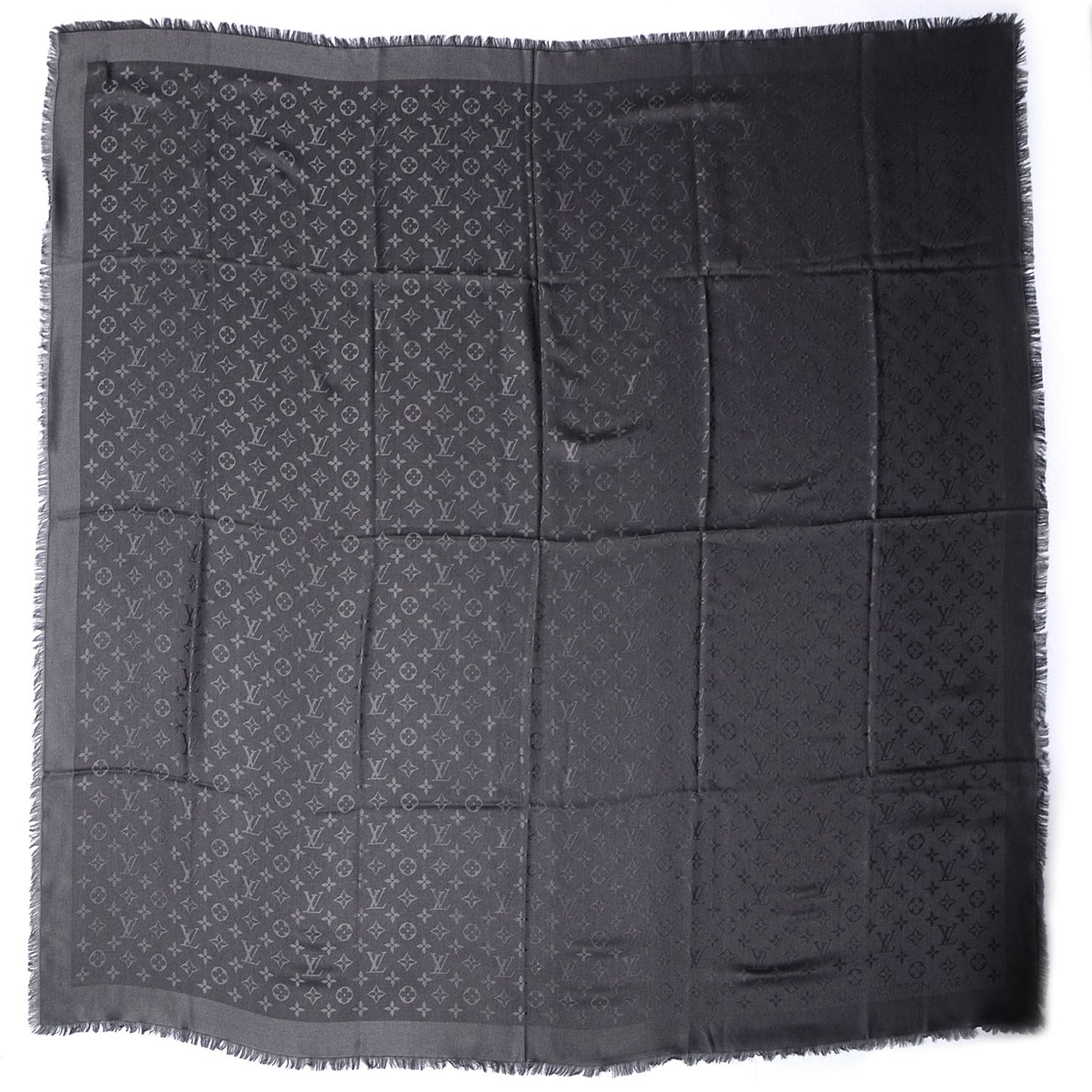 Silk Wool Monogram Shawl Anthracite