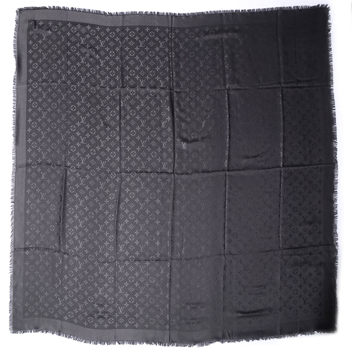 Louis Vuitton Silk Wool Monogram Shawl Anthracite 3 of 5