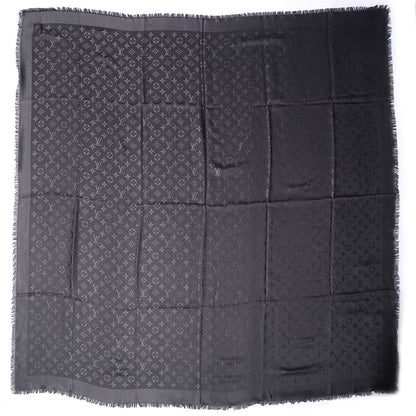 Louis Vuitton Silk Wool Monogram Shawl Anthracite 3 of 5