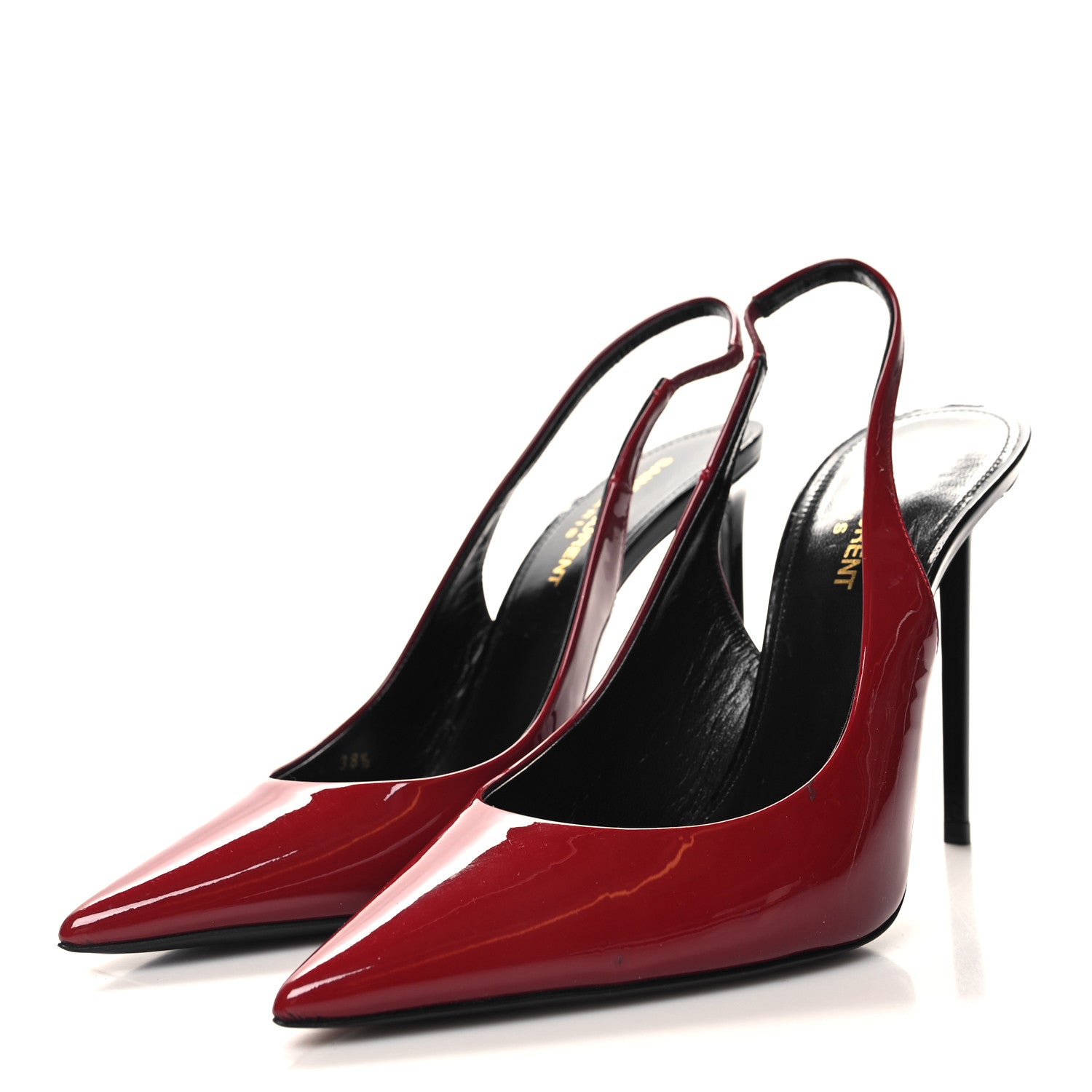 Saint Laurent Patent Calfskin Zoe 105 Slingback Pump 38.5 Red 3 of 9