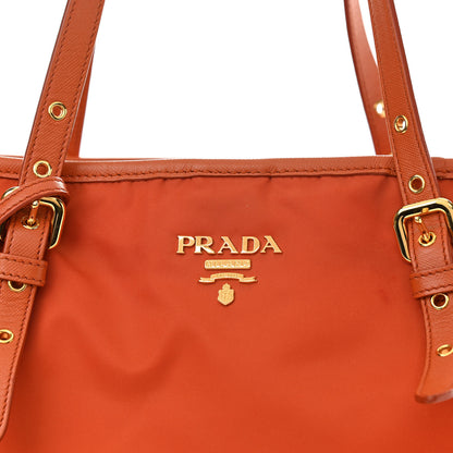 Prada Tessuto Nylon Saffiano Tote Papaya 10 of 17