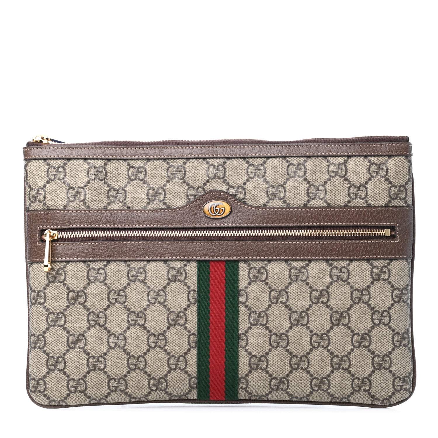 Gucci GG Supreme Monogram Large Ophidia Pouch Clutch Brown 1 of 6