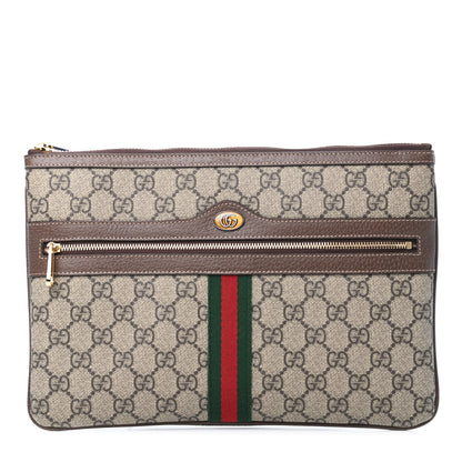 Gucci GG Supreme Monogram Large Ophidia Pouch Clutch Brown 1 of 6