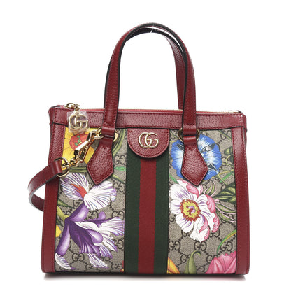 Gucci GG Supreme Monogram Flora Web Small Ophidia Tote Bag Red 1 of 10