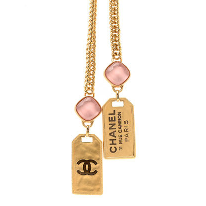 Chanel Metal CC Tags Pendant Choker Gold Pink 4 of 6
