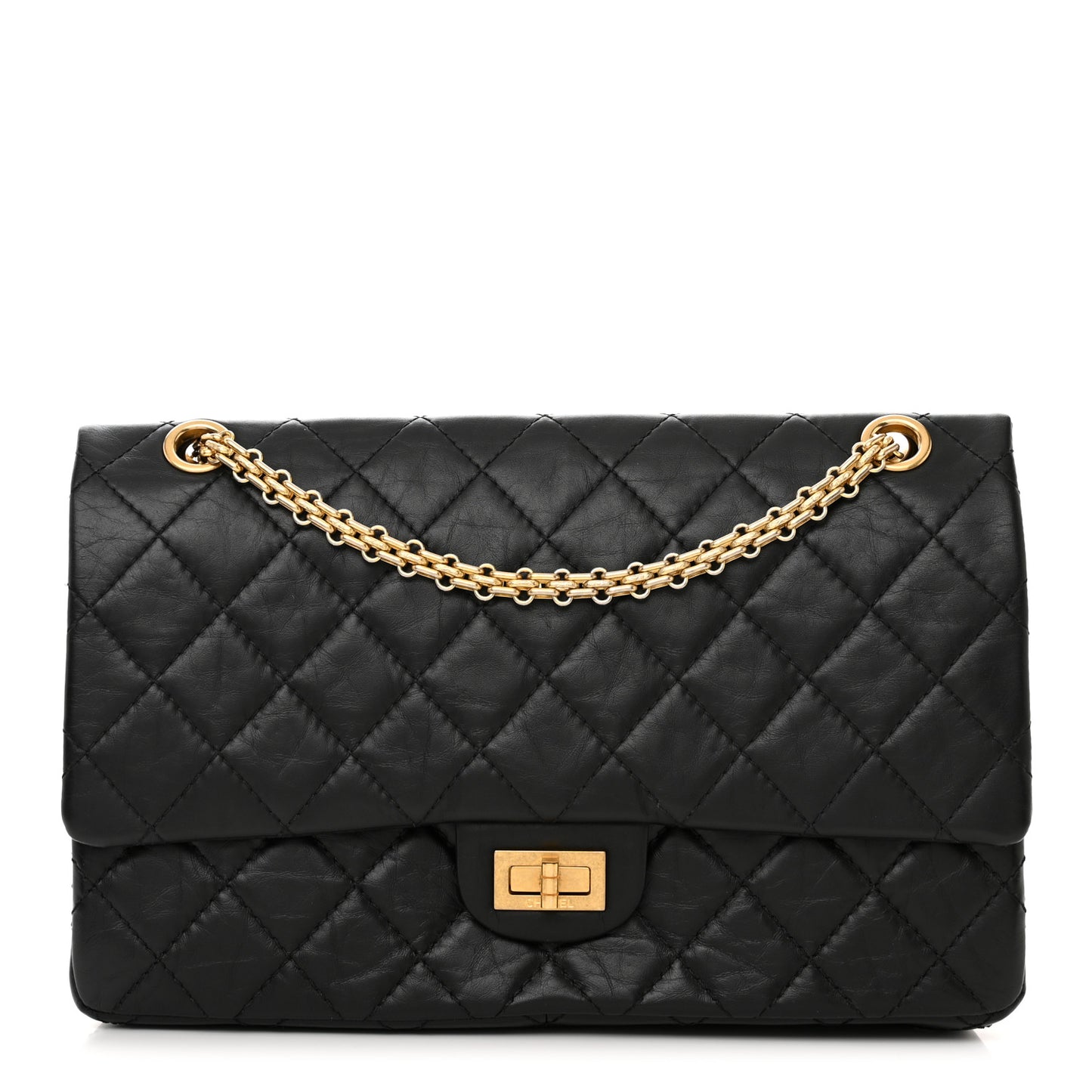 Aged Calfskin Quilted 2.55 Reissue 226 Flap Black