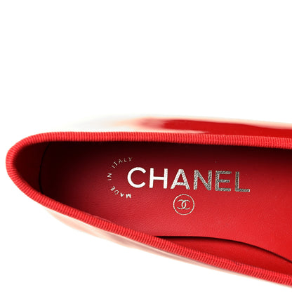 Chanel Patent Calfskin CC Cap Toe Ballerina Flats 36 Red 13 of 16