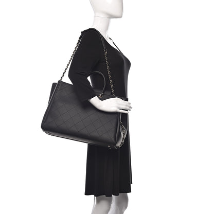 Chanel Bullskin Stitched Large Shopping Bag Black 2 of 9