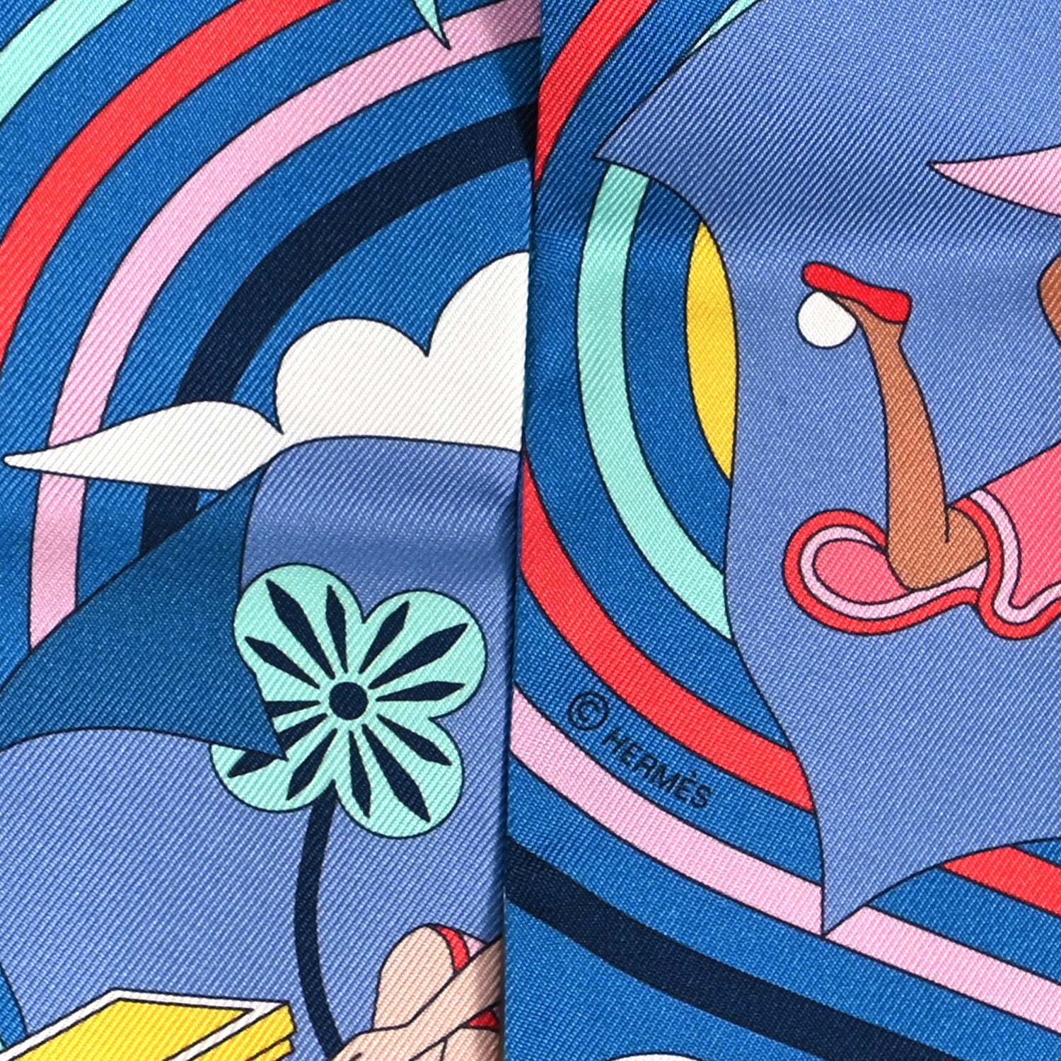 Hermes Silk Carres Volants Twilly Bleu Jaune Vif Multicolor 4 of 4