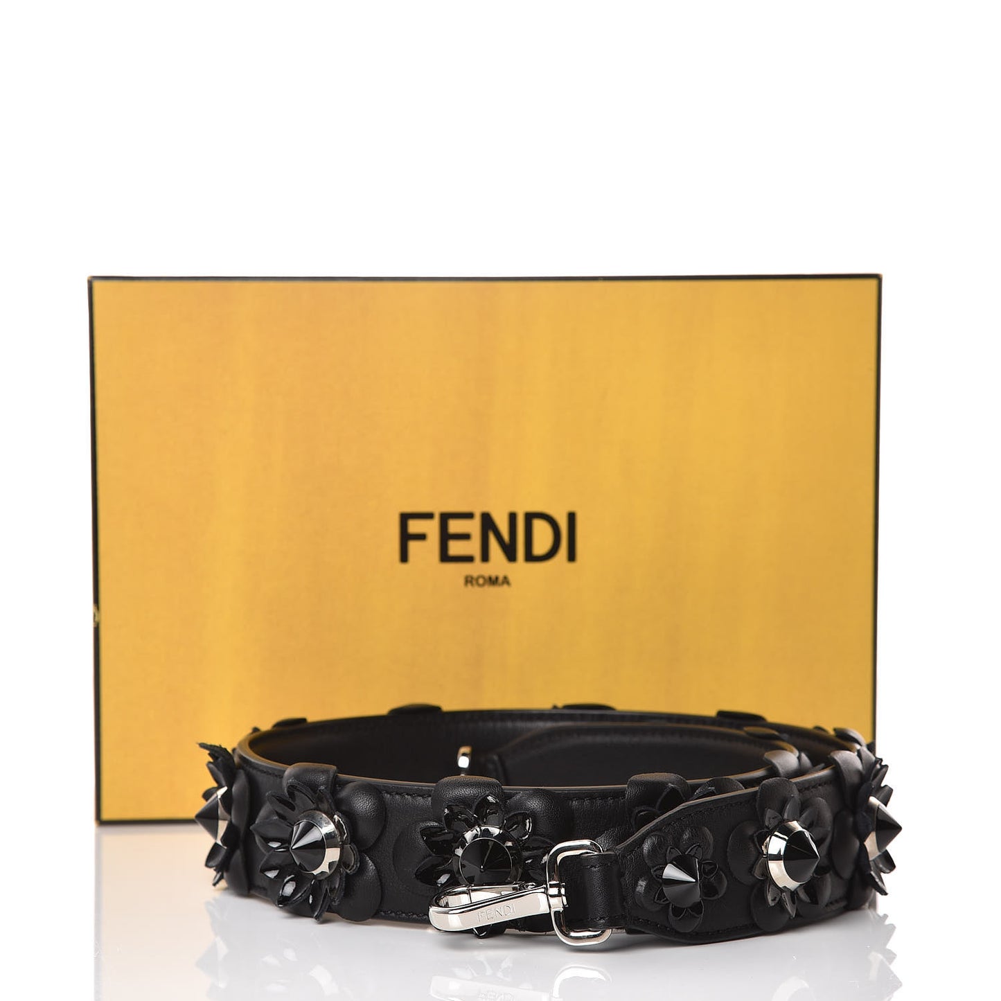 Vitello Dolce Nappa Patent Flowerland Studded Strap You Black