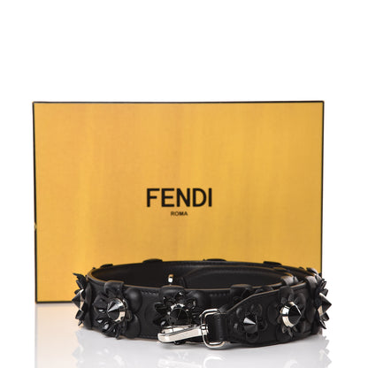 Fendi Vitello Dolce Nappa Patent Flowerland Studded Strap You Black 5 of 5