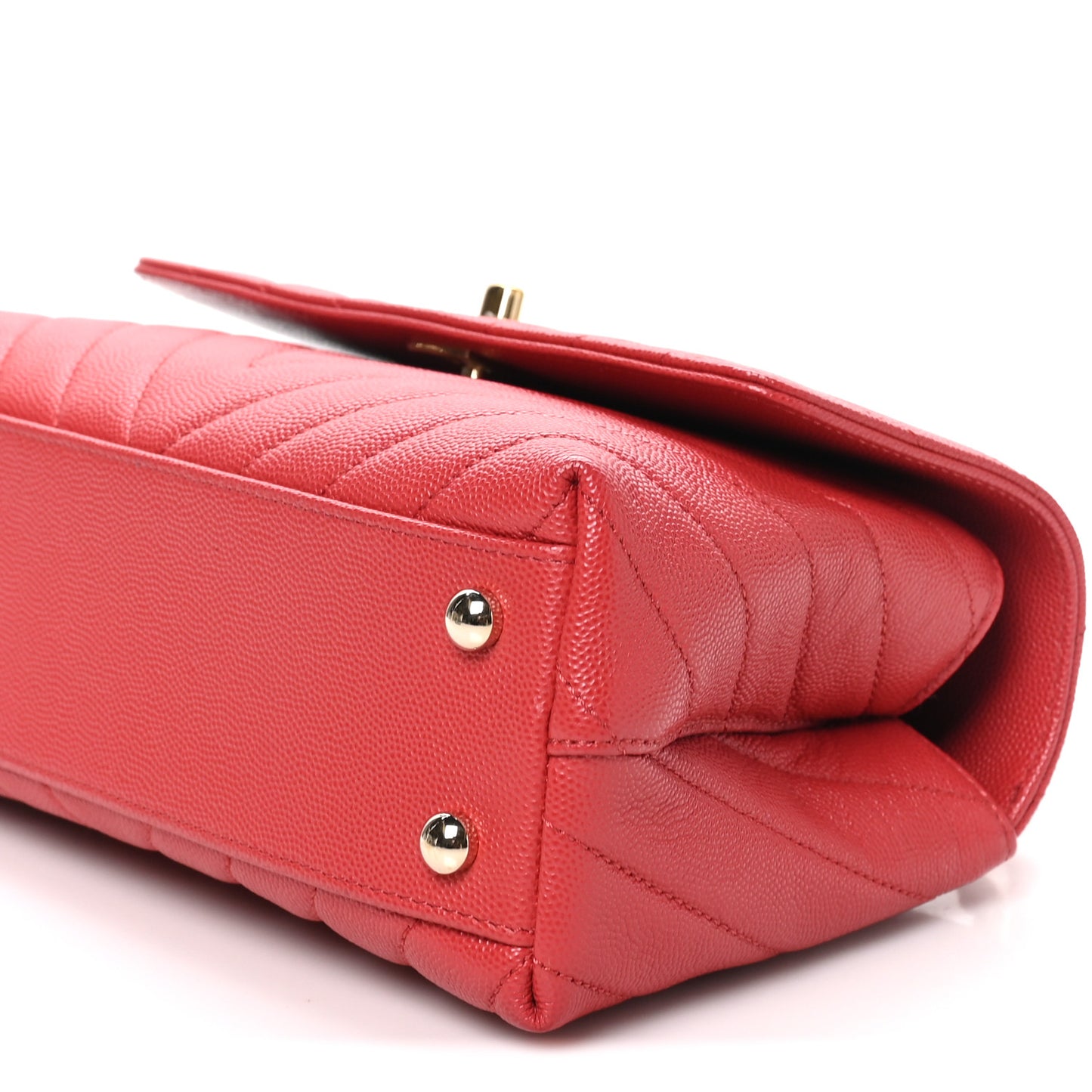 Caviar Chevron Quilted Mini Coco Handle Flap Red