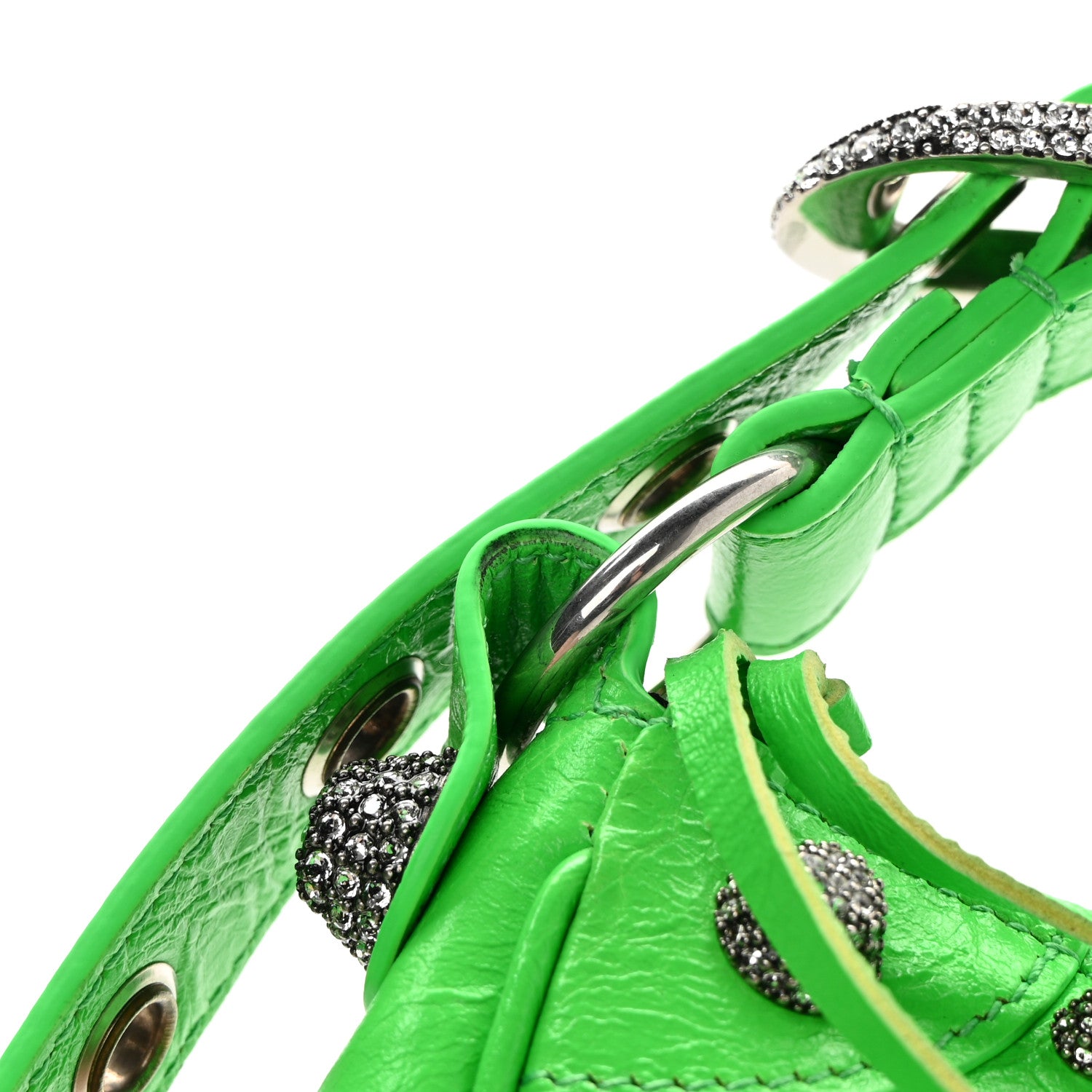 Balenciaga Agneau Arena Crystal Le Cagole Shoulder Bag XS Fluo Green 11 of 11