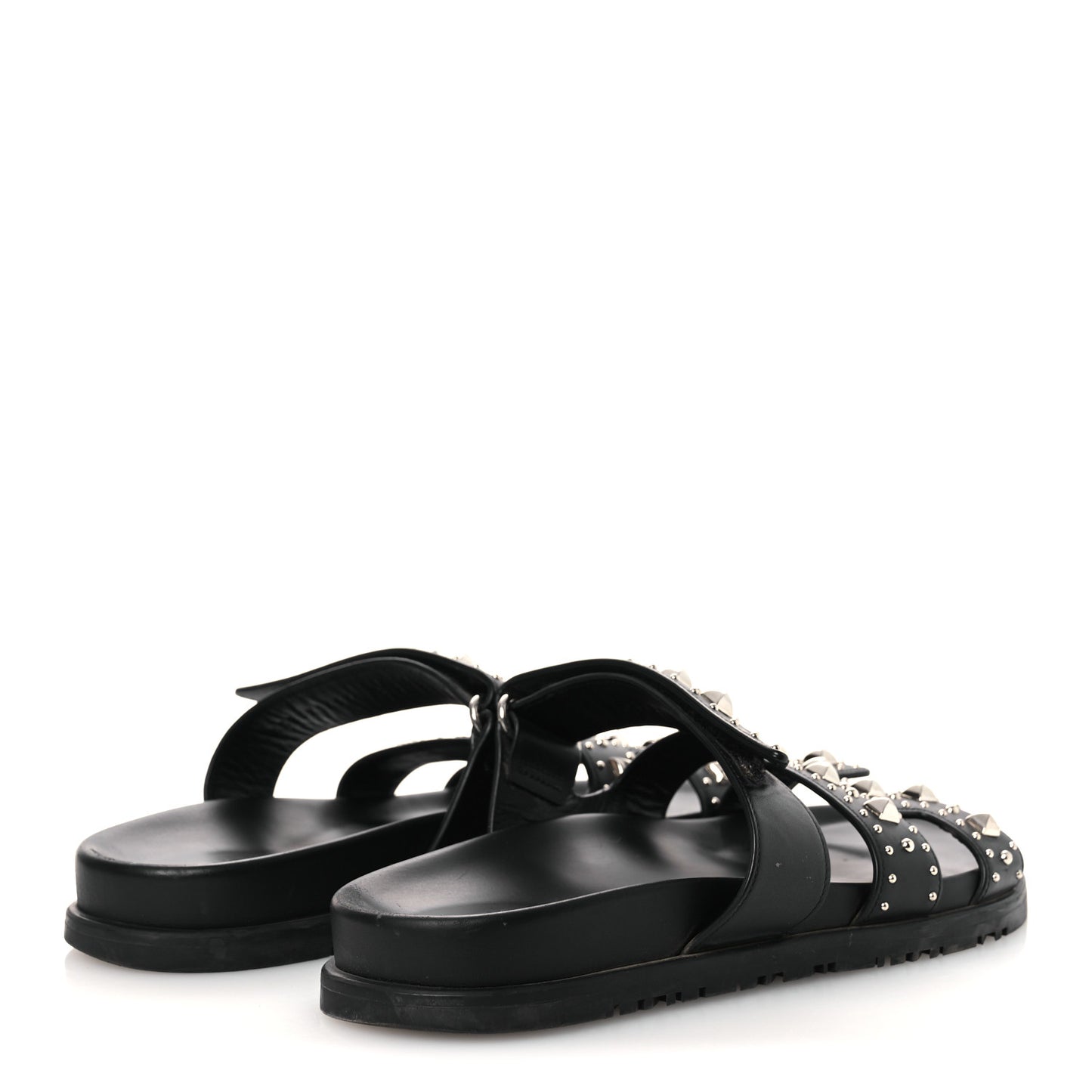 Calfskin Medor Studded Womens Chypre Sandals 38.5 Black